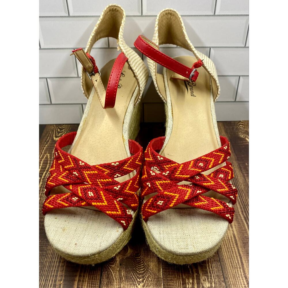 Lucky Brand Mahima Aztec Pattern Espadrille Wedge Sandals